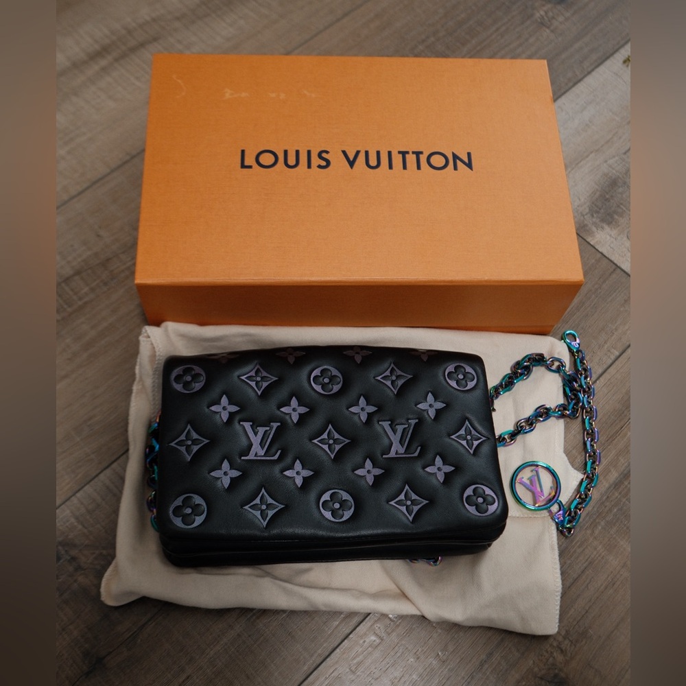Louis Vuitton Black Monogram Bag with Iridescent Chain